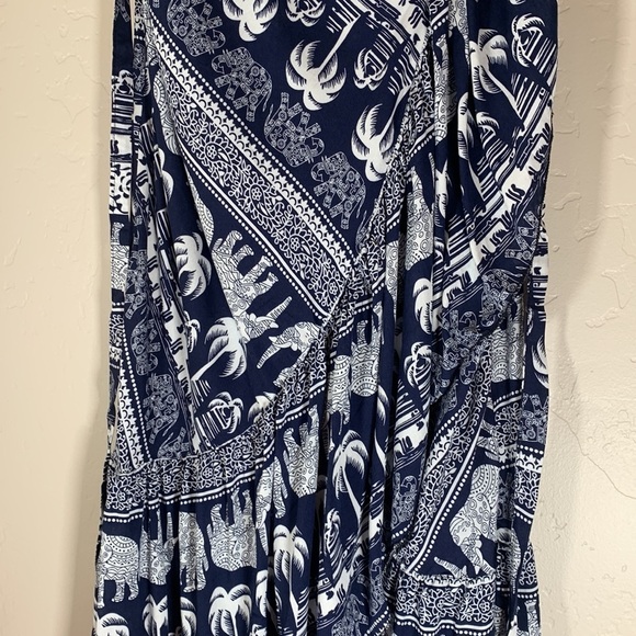ForeMode Boho Hippie Asymmetric Hem Maxi Long Skirt Elephant - One Size - Blue - Picture 2 of 5